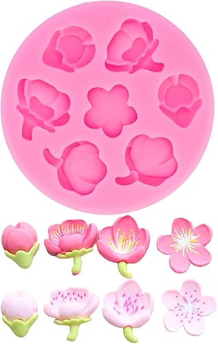 Molde de silicona con forma de flor de cerezo 3D, resina epoxi para caramelos, decoración para tartas de chocolate, decoración de postres, pasta de