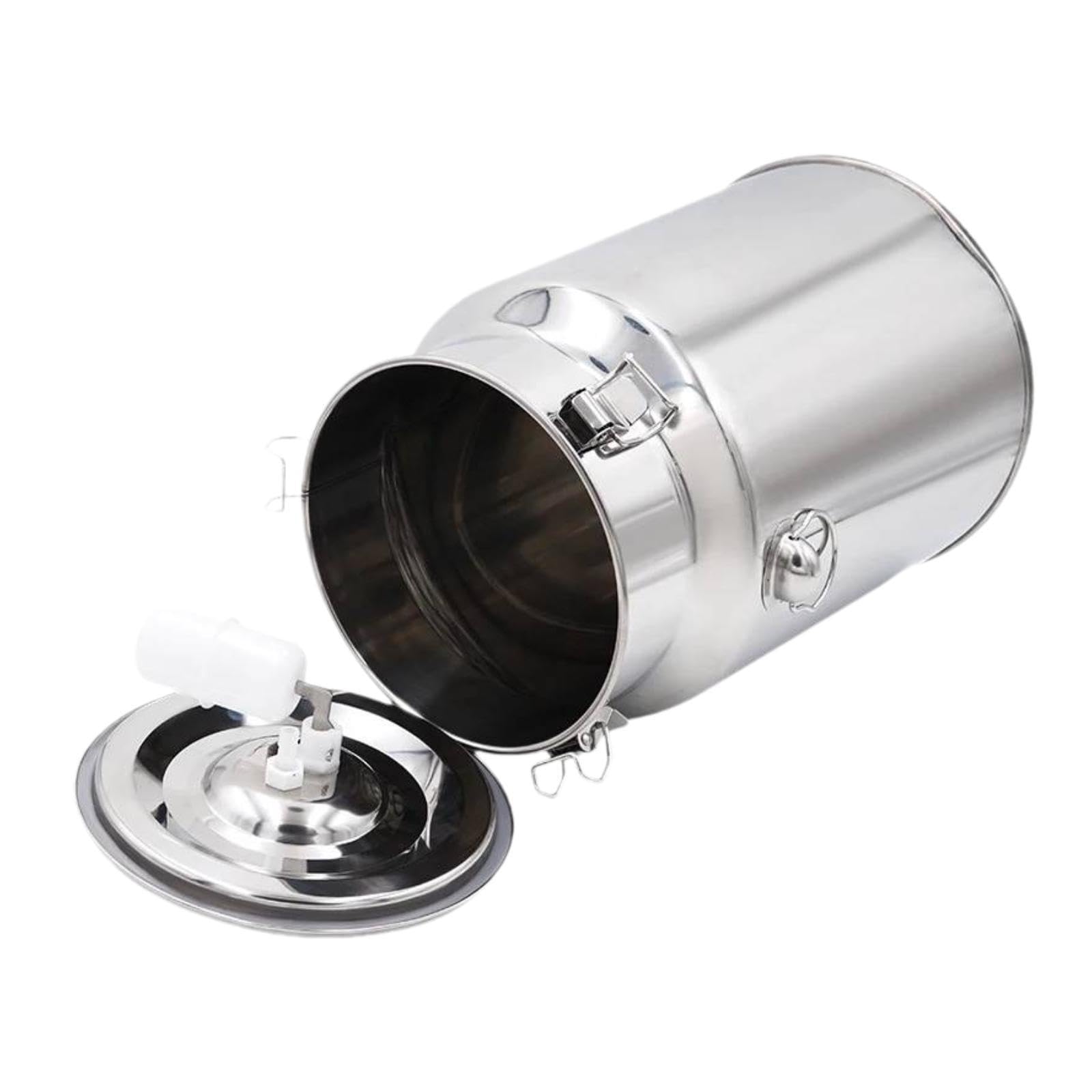 Système de traite électrique pour vaches et chèvres avec seau à traire en acier inoxydable de grande capacité et fiable. Kit de machine à traire avec seau en acier, Argent, 10 L