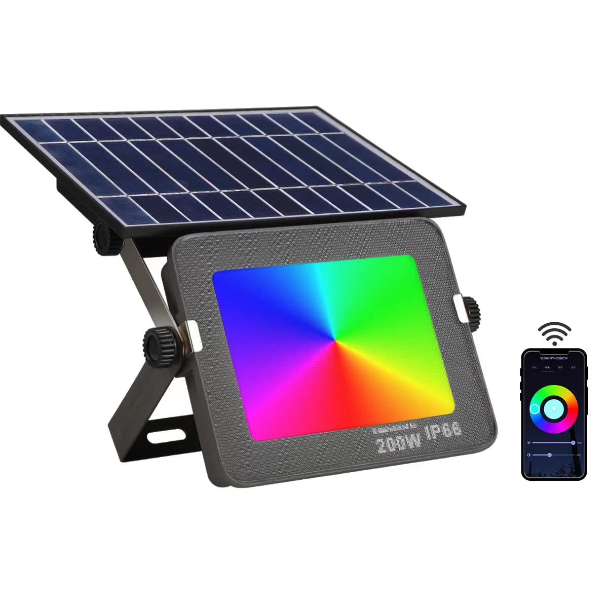 Shanny Smart Outdoor Lights - Solar & AC Powered, RGBCW Color Changing, 16 Million Colors, Dimmable, 8 Lighting Modes, Voice Control with Alexa & Google Assistant,IP66 Waterproof (rgbcw)