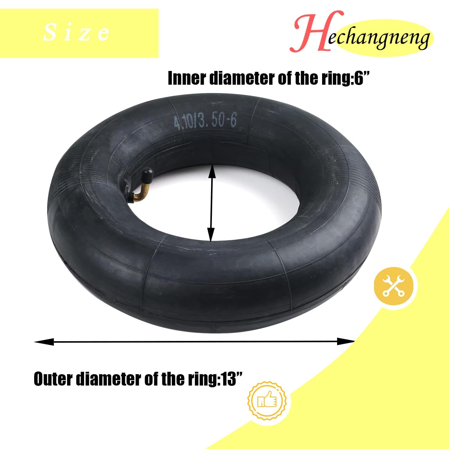 4.10/3.50-6 - Camera d'aria di ricambio resistente con stelo valvola piegata TR-87 (confezione da 2) – per carriole, tosaerba, camion a mano, carrelli da giardino, golf cart, tosaerba e altro (10,4