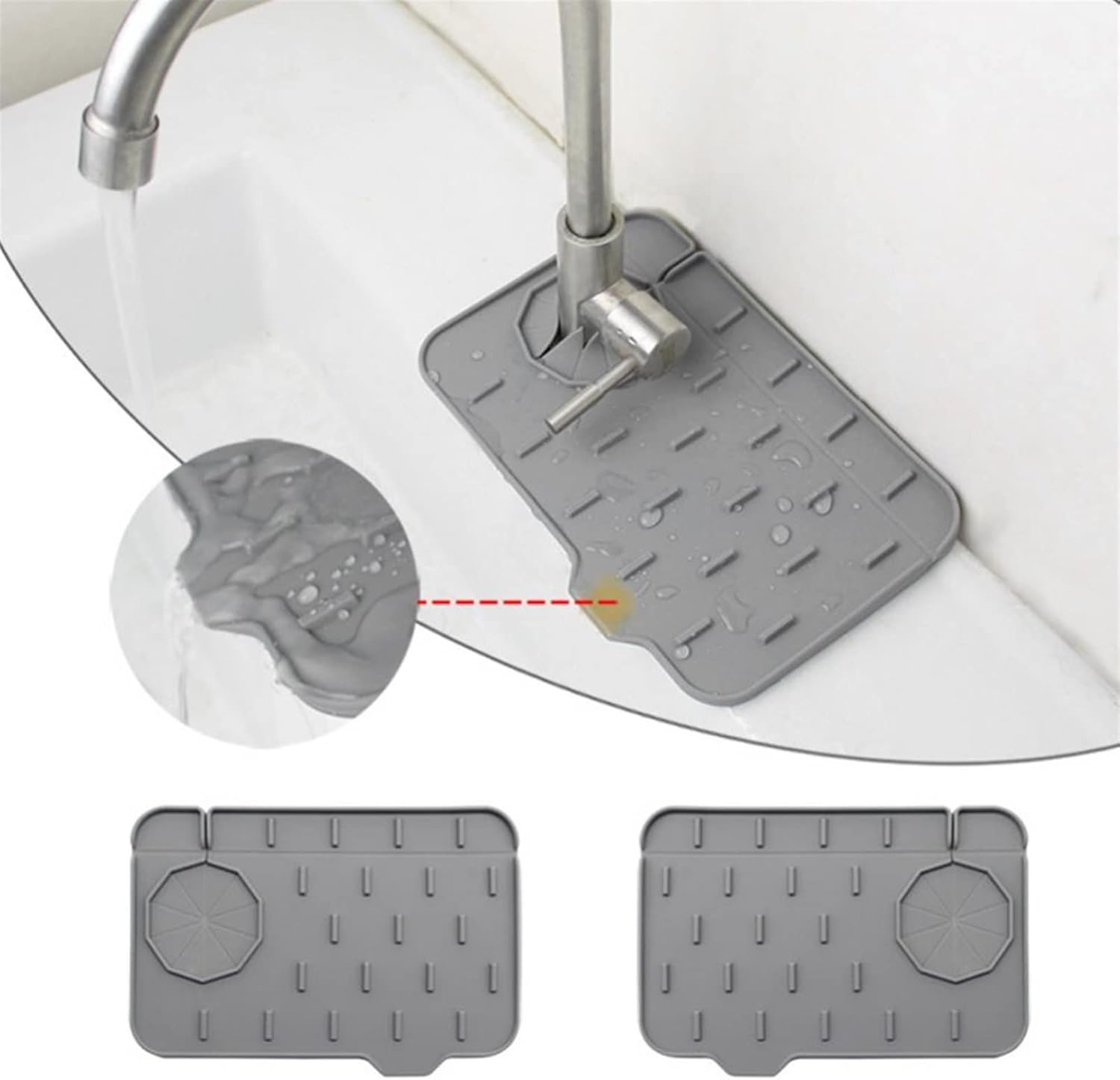 XTYPE Silicone Faucet Mat Faucet Water Catcher Mat Kitchen Sink Splash Guard Water Draining Pads Countertop Faucet Drip Protector Mat (Color : Black)