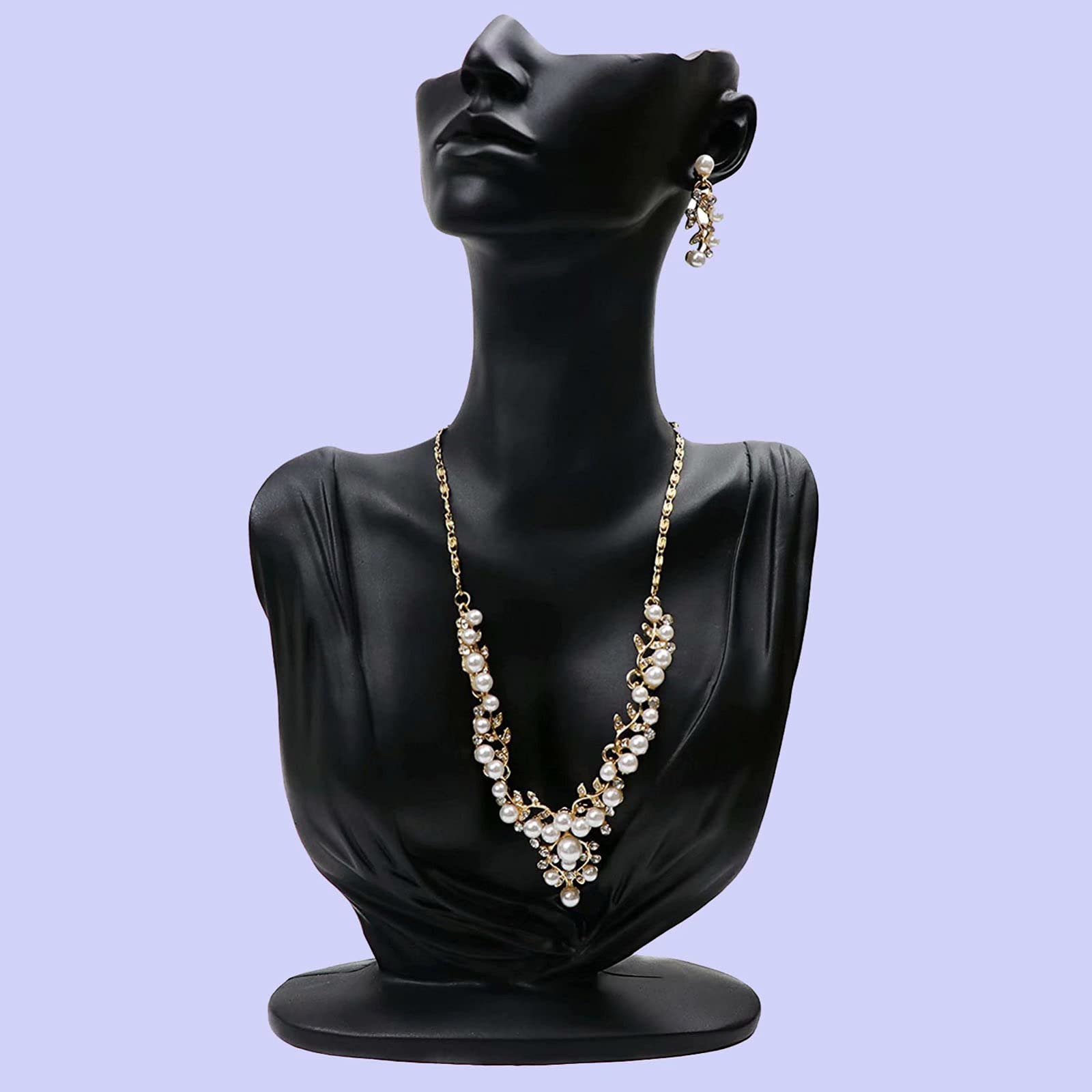 AKEIE Resin Necklace Jewelry storage Holder for Pendant Chain Earring Bust Mannequin Organizer Holder Stand Perfect Home Dressing Table Counter Decor for Women Girl Holiday Birthday Gifts(Black)