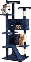 Vista 1 de Torre de escalada para gatos de 54 pulgadas con poste rascador, perca para casa para gatos, condominio de madera para gatos, torre de árbol