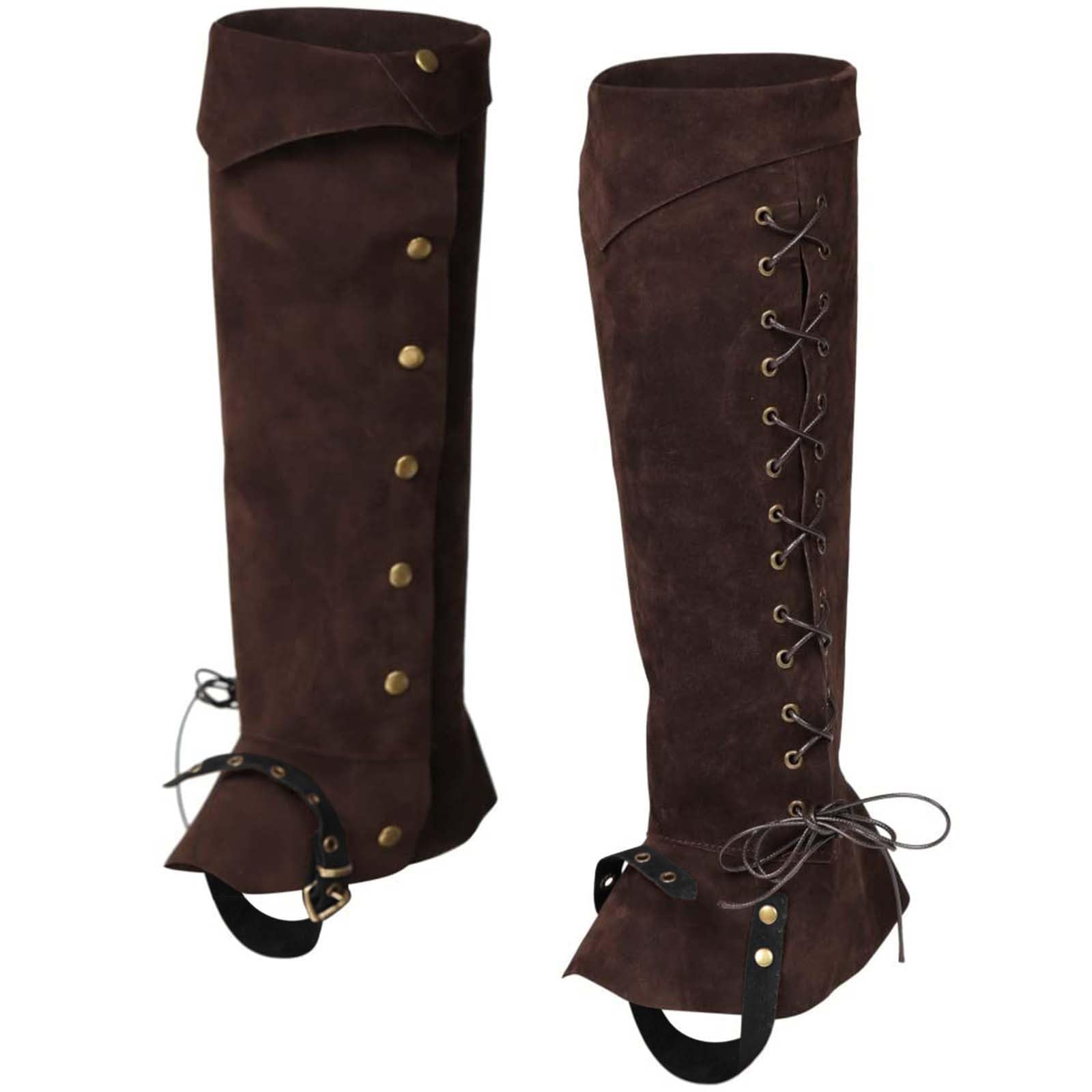 Generisch Botas medievales para cosplay, accesorios, piel sintética, correa punk, envoltura de pie para disfraces 2025