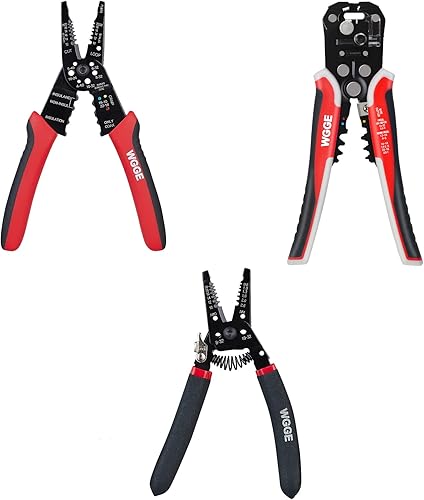 WGGE WG-015 Pelacables profesional de 8 pulgadas y WGGE WG-014 autoajustable. Para pelar alambre de AWG 10-24 y WGGE WG-013 Pelacables y cortador de