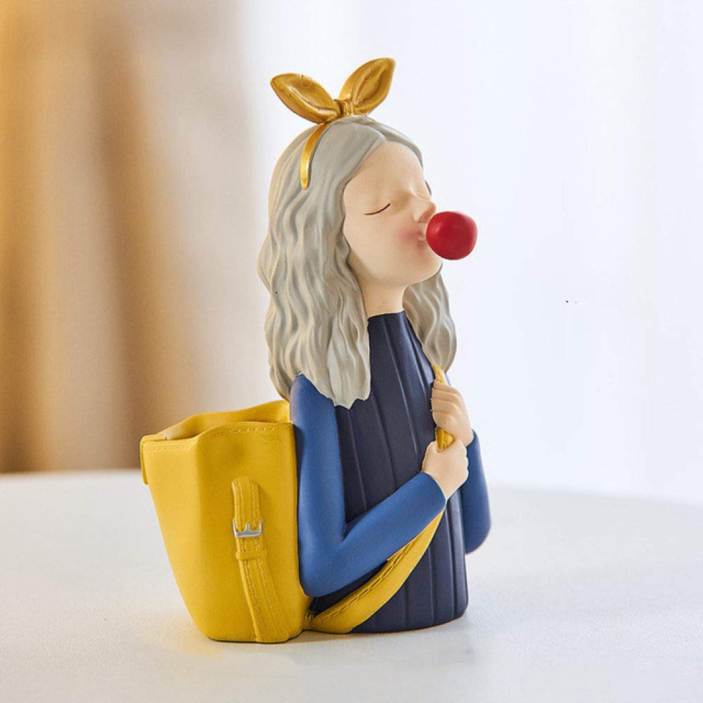 Porte-stylo en résine moderne Malisa bleu : déco de bureau fille
