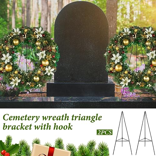 Soaoo Christmas Wreath Stand Christmas Wreath Holder Metal Easel for Cemetery Grave Flower Holder Gravestone Wreath Stand for Grave Marker Gravestone Flowers Decorations (4,30inch) by Soaoo - Image 6
