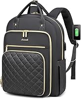Vista 8 de LOVEVOOK Mochila para mujer, bolsa para laptop de 15.6 pulgadas para viajes de trabajo, Gris oscuro, Mochilas de viaje