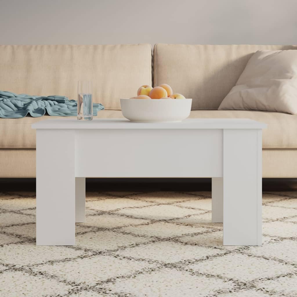 La Mesa Central de la cafetería es fácil de montarMesa de Centro Madera contrachapada Blanco 79x49x41 cm