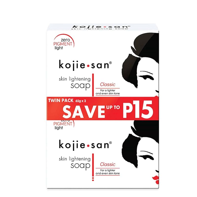 Kojie San Sabonete em barra para pele e corpo com ácido kójico, glicerina e óleo de melaleuca, 65 g, pacote com 2