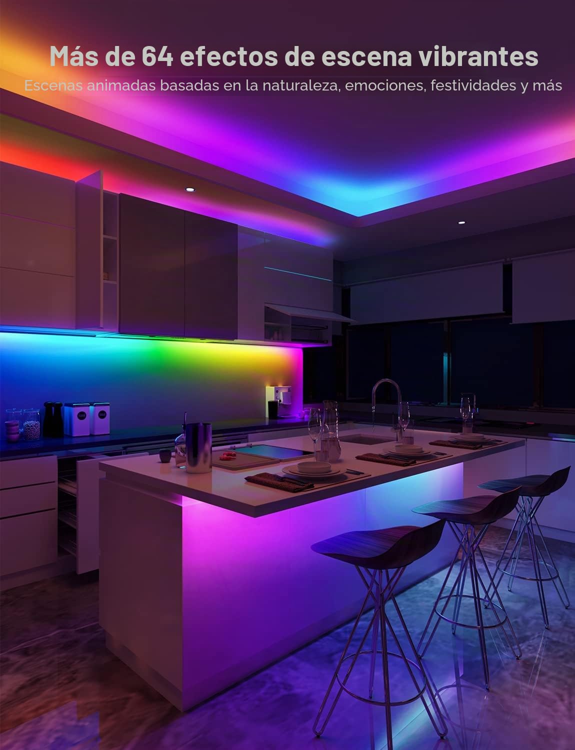Govee Tira LED RGBIC Pro de 10 m, tira LED inteligente funciona con Alexa y Google Assistant, tira de luz recubierta, se sincroniza con la música, control de aplicaciones, cambio de color, adecuada