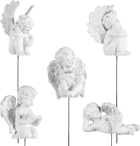 Kisangel Adornos de alas de ángel, escultura de jardín de resina, 2.8 pulgadas, estatua decorativa de ala de ángel para decoración de patio al aire