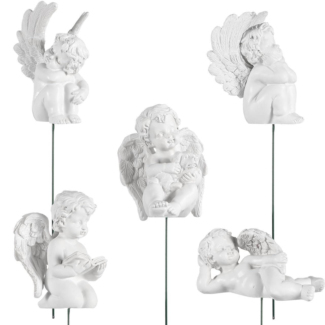 Ange de prière mignon et statue de chérubin commémoratif de fée paysage