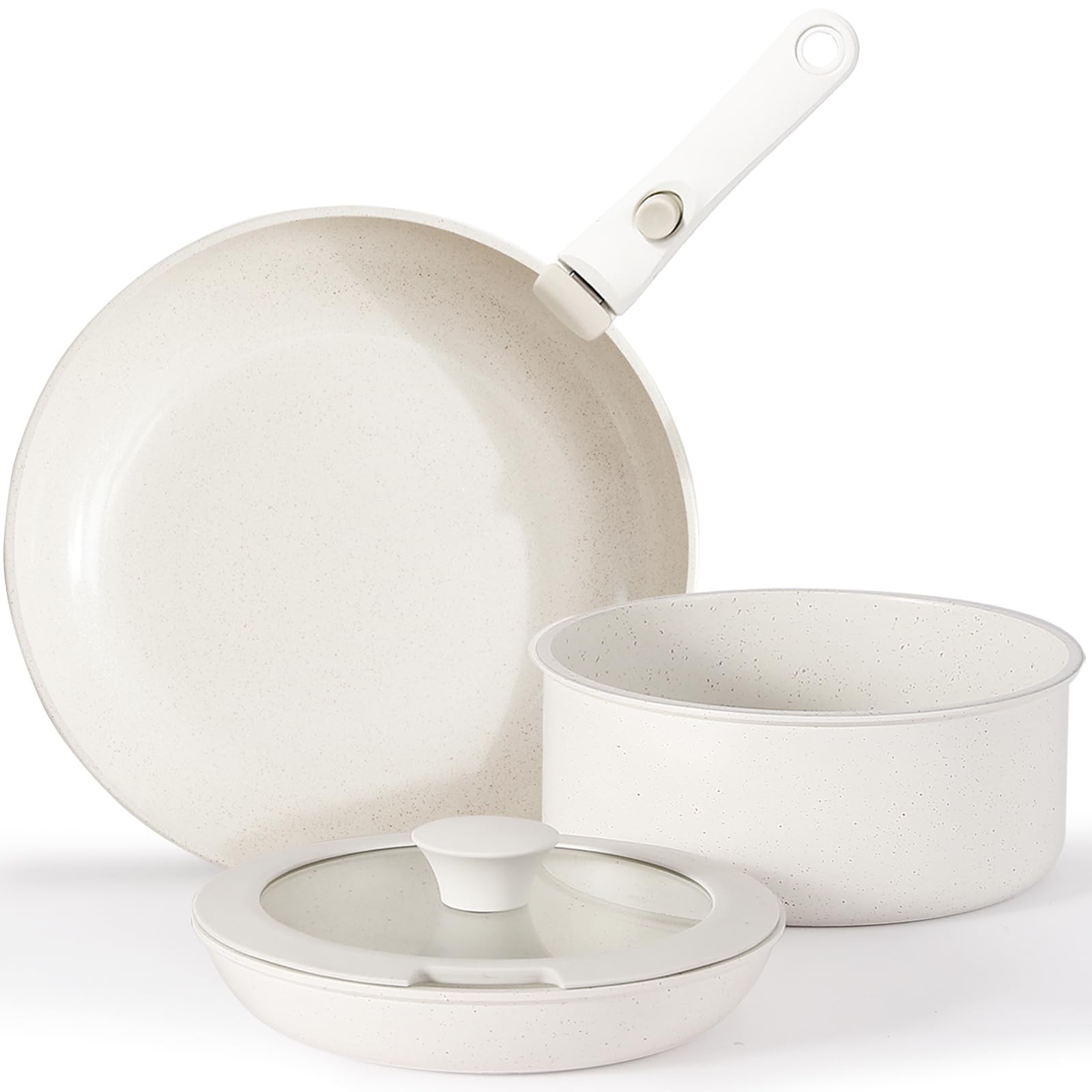 vkoocypot and pan set with removable handle, Nonstick Cookware Set Detachable Handle, Induction Kitchen Camping Stackable Pots Pans, Dishwasher/Oven Safe