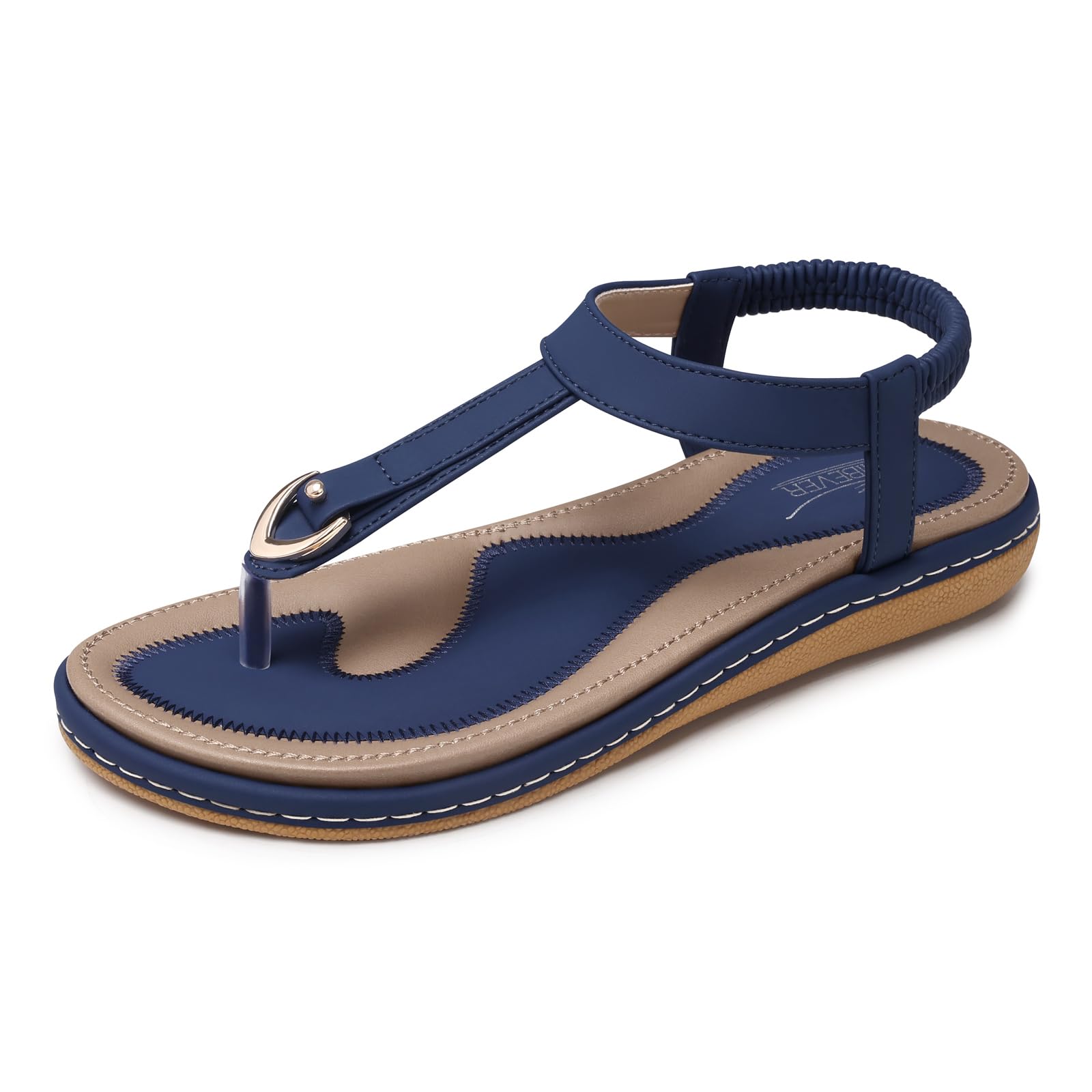 SHIBEVER Womens Sandals Summer Flat: Dressy Casual T-Strap Flip Flop Thong Flats Sandals - Comfortable Walking