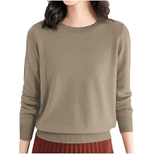 Merino Wool Sweater Women Knitted Crewneck Oversized Sweater Tops | Long Sleeve Fall Soft Casual Basic Pullover Tops
