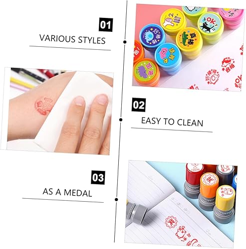 Miniatura 8 de NOLITOY Sellos de Halloween 50 piezas de sellos de dibujos animados de Halloween, sellos de sellos de animales para niños, sellos grabados tintas