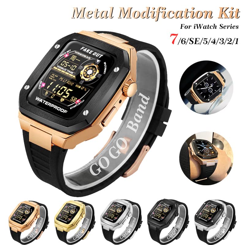 Kit modification Apple Watch bracelet métal boîtier acier iWatch 45mm 44mm - 4