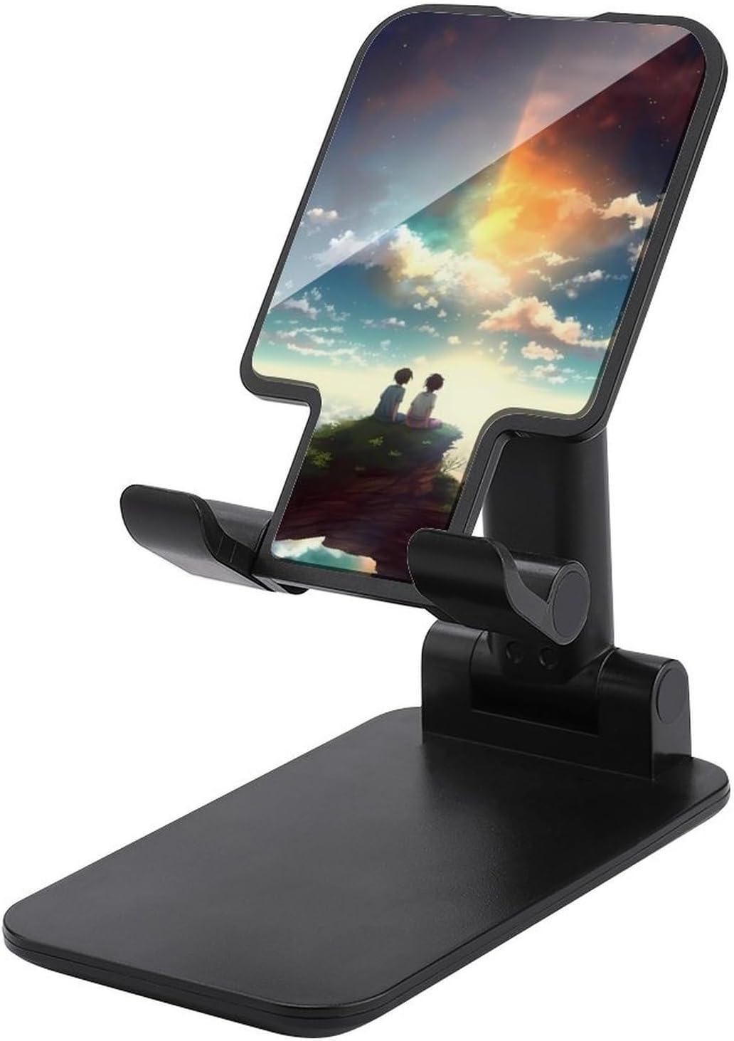 Cell Phone Stand for Desk Foldable Phone Holder Adjustable Rotation Anime Sky Tablet Stand Portable Phone Holders with 4-13 Inches Phones and Tablet Black