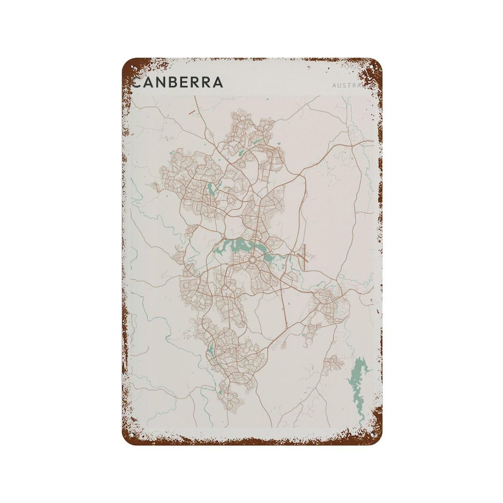 xiaoxiaoshen Canberra Map City Australia (2) Wall Decor Art Metal Tin Poster Modern Home Decor Art Home Bar Shop Decorations Vintage Sign 30x20cm