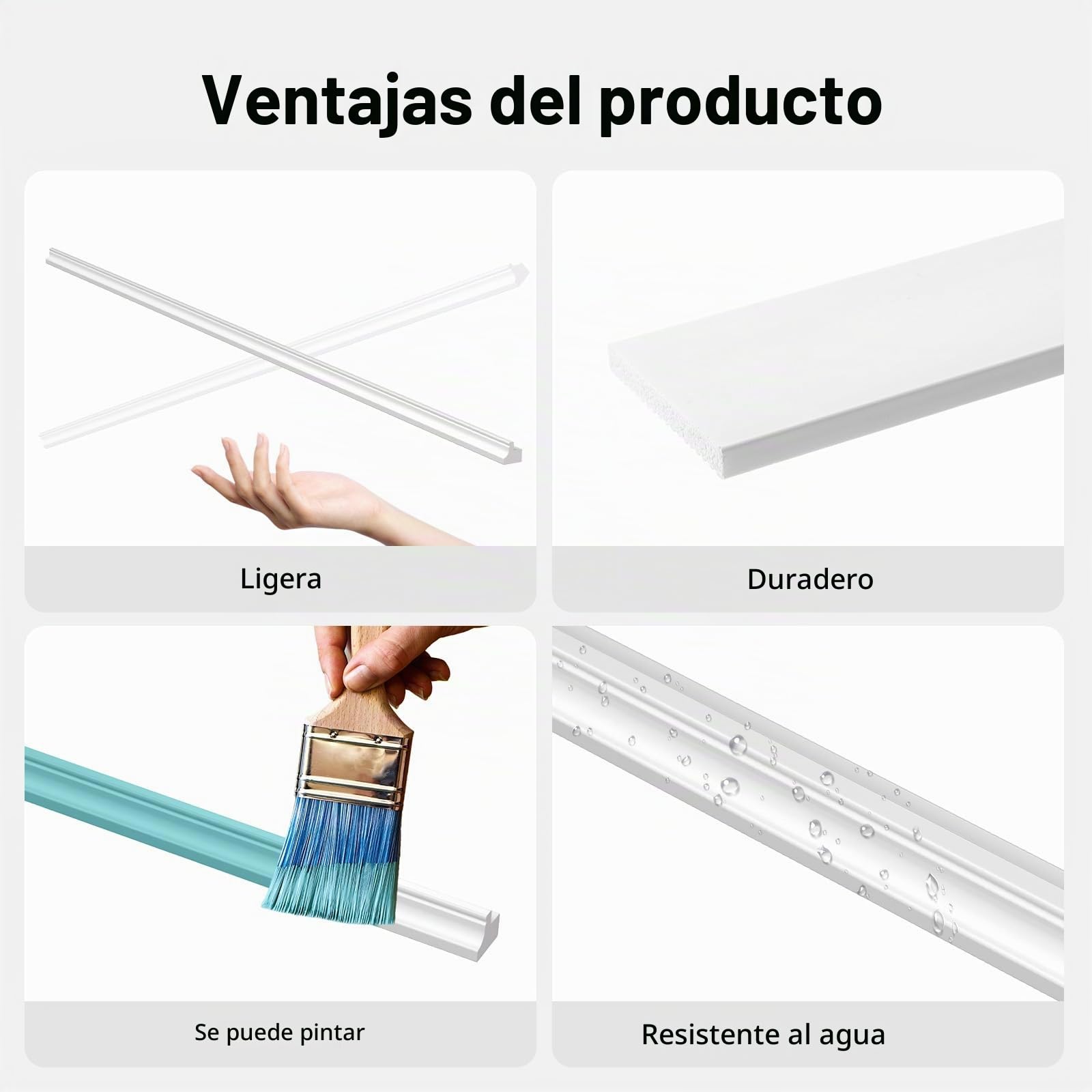 WADILE Kit de Paneles de Pared Board and Batten, Revestimiento de Pared Pintable de PS con 12 Molduras y 3 Perfiles Decorativos, para Salón, Dormitorio y Pasillo