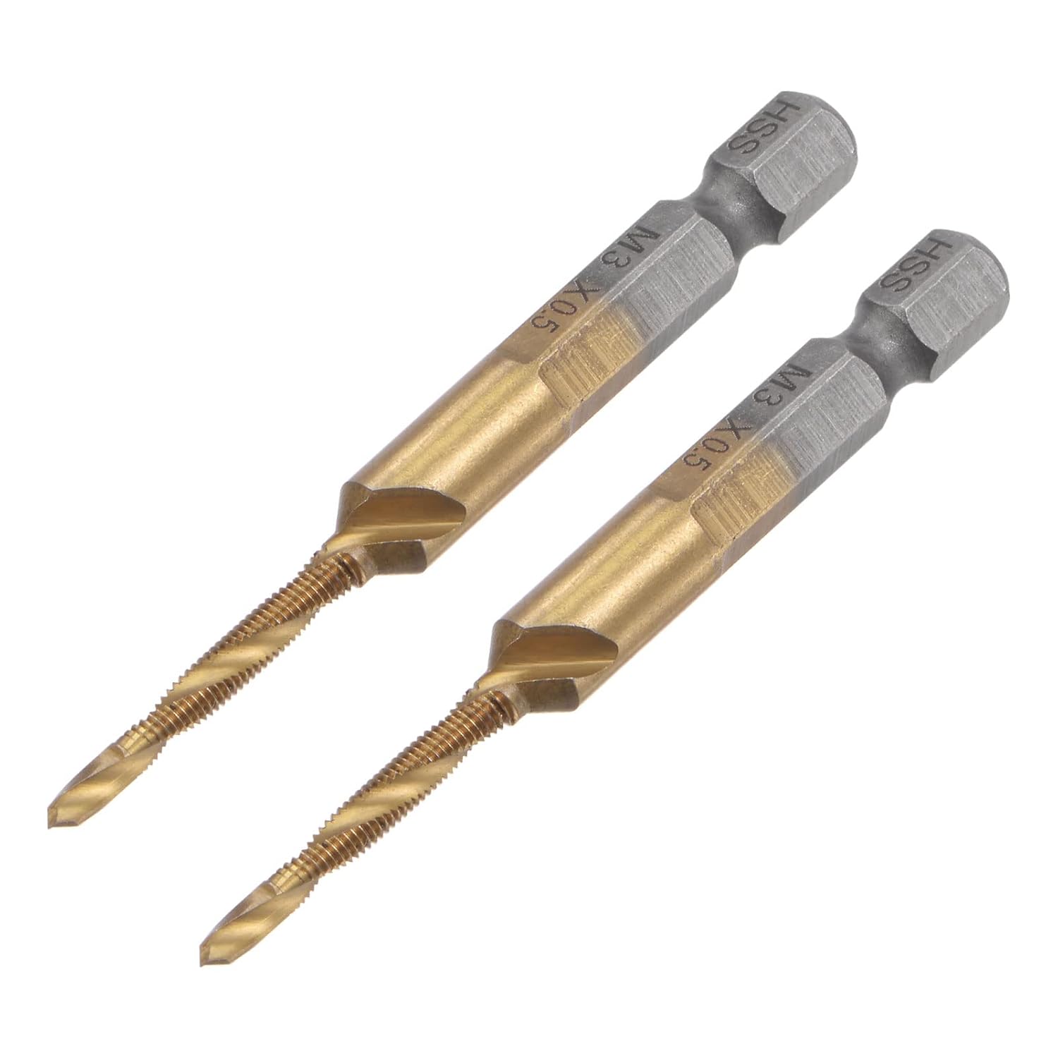 uxcell Combination Drill and Tap Bit, 1/4" Hex Shank M3 x 0.5 Metric Titanium Coated High Speed