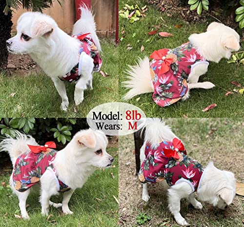 2 Pieces Dog Dress Hawaiian Shirts Skirt, Pet T-Shirts Clothes Princess Dresses Outfits, Puppy Sleeveless Breathable Cool Vest Summer Apparel For Small Medium Dogs Cats (X-Small) #TOP3