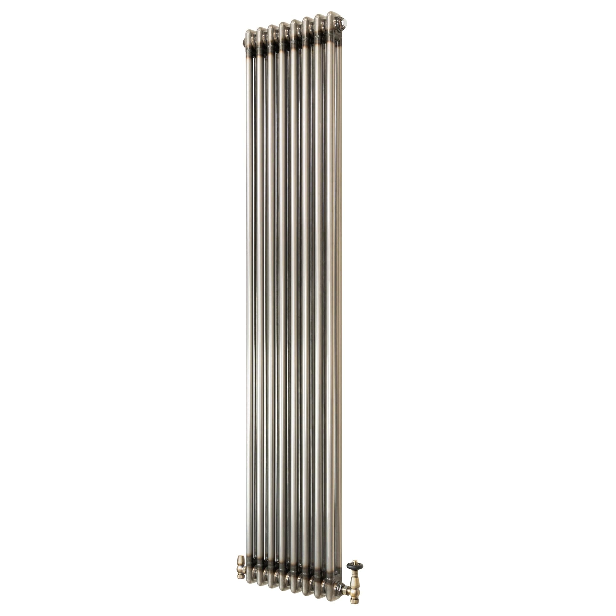 Monstershop Unisex Silver Traditional 2 Column Radiator & Valves – 1800Mm X 380Mm - Raw Metal In