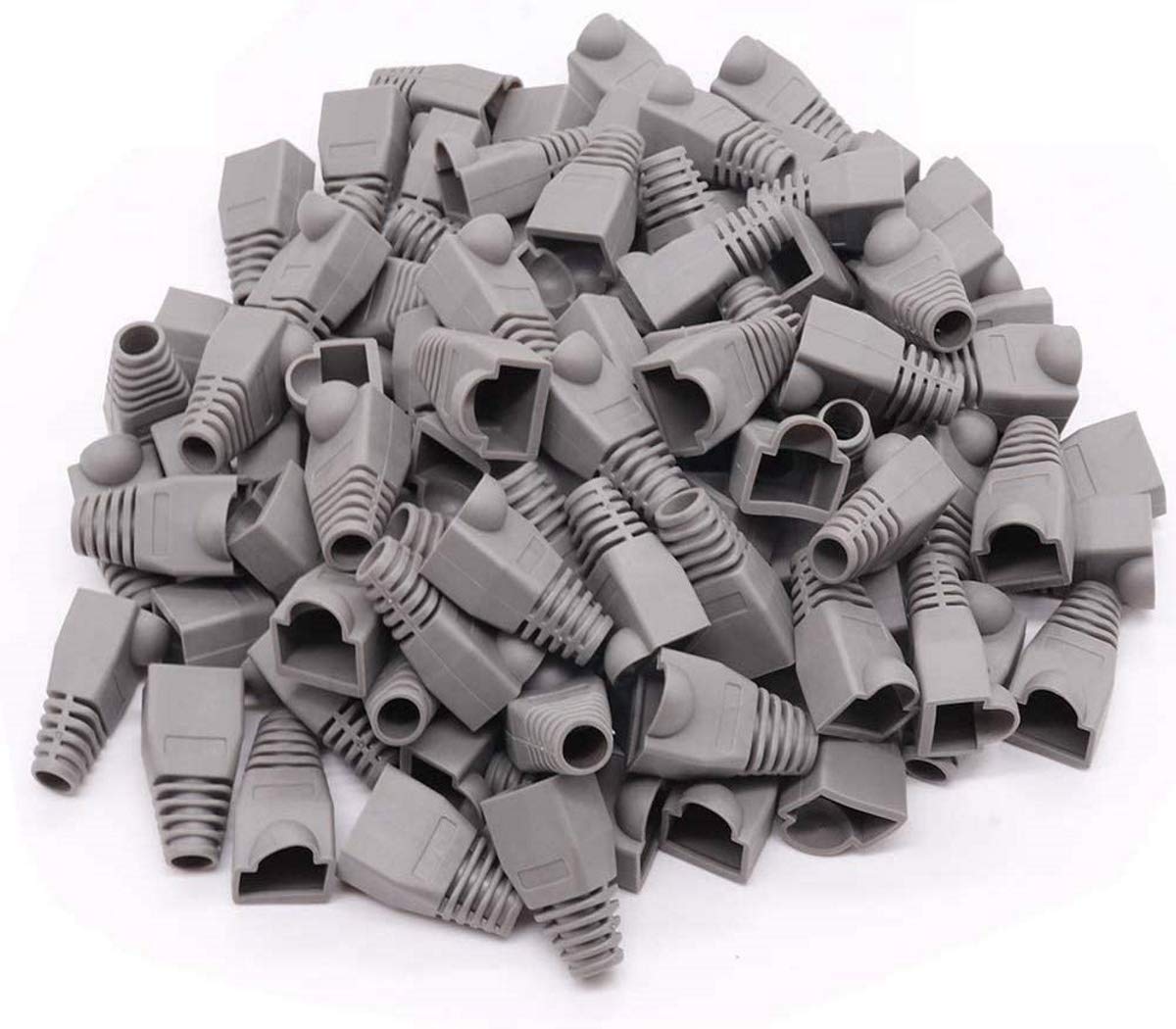 Royal Apex Ethernet RJ45 Cable Connector Boots Silicon Cover Strain Relief Boots CAT5 CAT5E CAT6 CAT6E (Grey - Pack of 100)