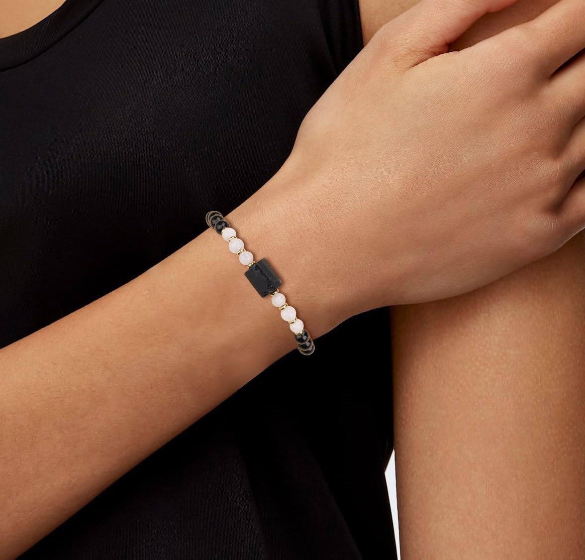 COAI Black Tourmaline Bracelet for Women, Women's Beaded Bracelet - Image 2