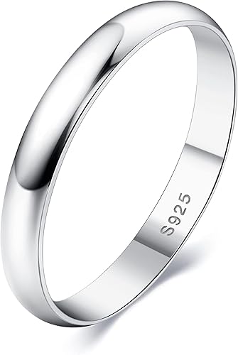 MILACOLATO Anillo de plata de ley 925 para mujeres y hombres, anillos apilables de pulgar, resistentes al deslustre, anillo de boda, ajuste cómodo,
