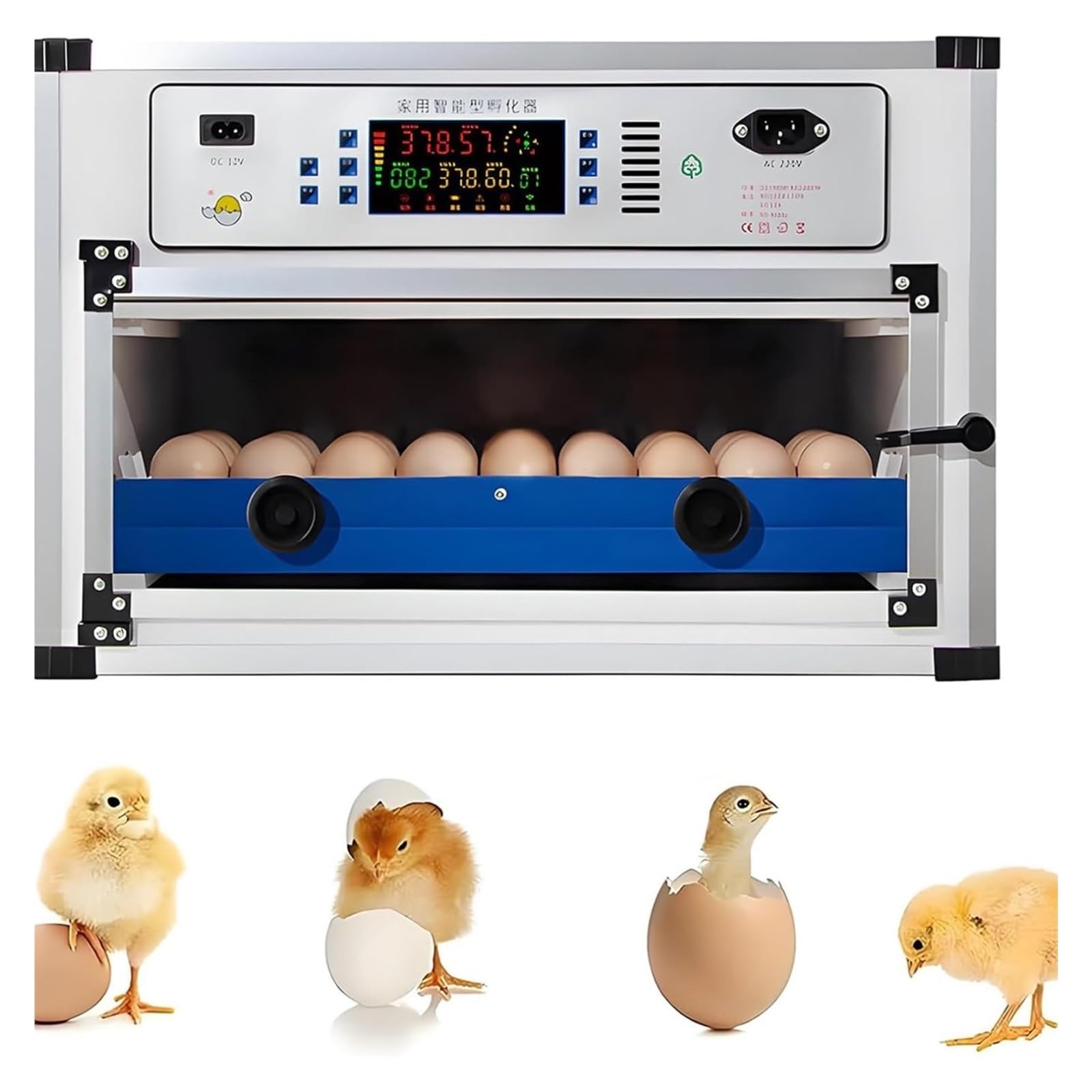 YXZQLOZ Automatic Egg Incubator with Humidity Control & Digital Display for Hatching Chickens, Birds & Poultry Efficient Auto Hatcher (68eggs)
