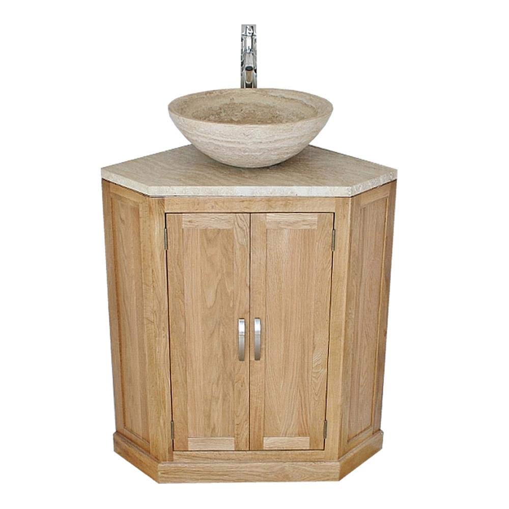 Buy Wooden Bathroom Corner Vanity with Sink Natural Oak Bathroom Sink with Travertine