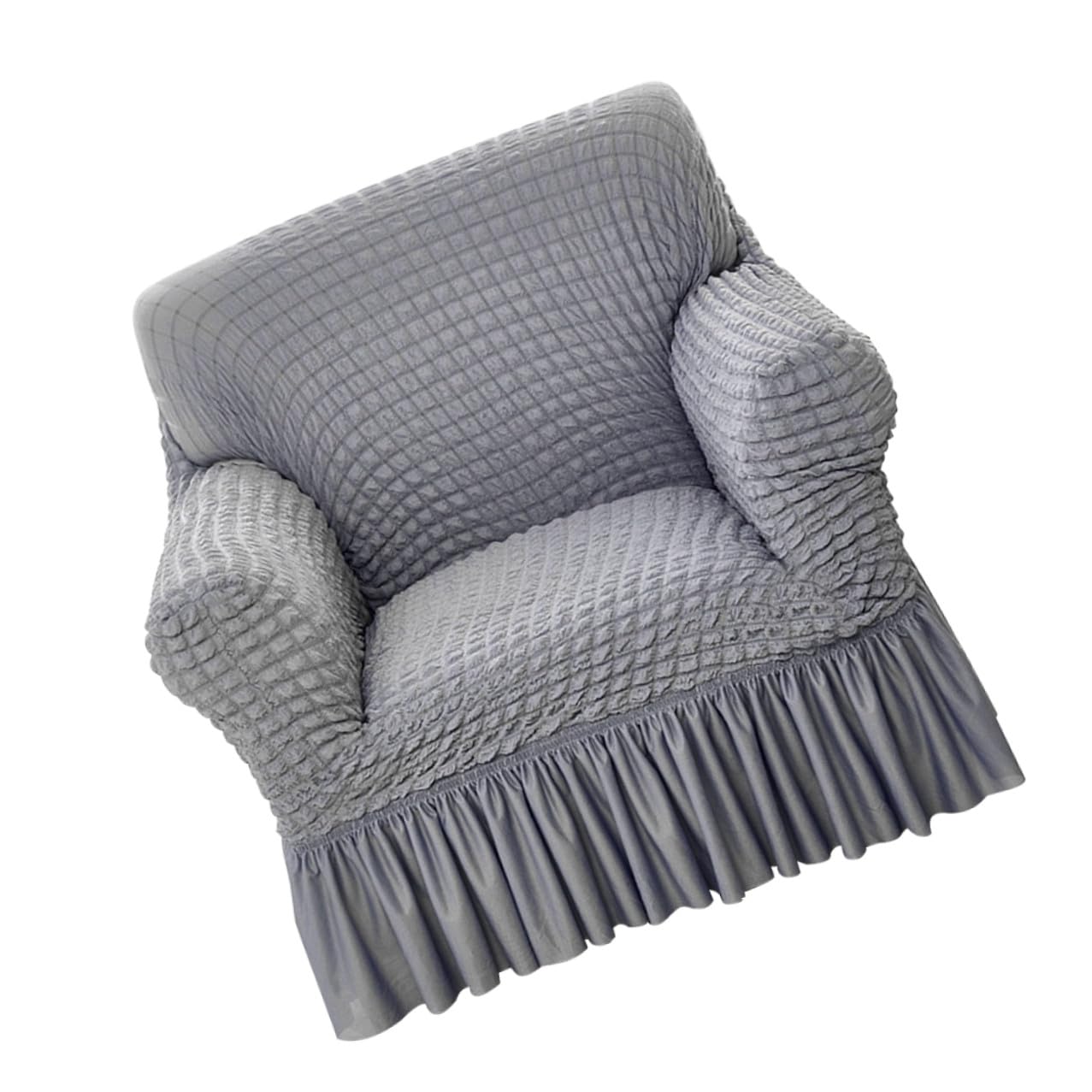 Copripoltrona Relax Elasticizzato con Gonnellino Grigio Protettivo Fodera Seduta Recliner Morbida e Facile da Installare per Casa e Ufficio