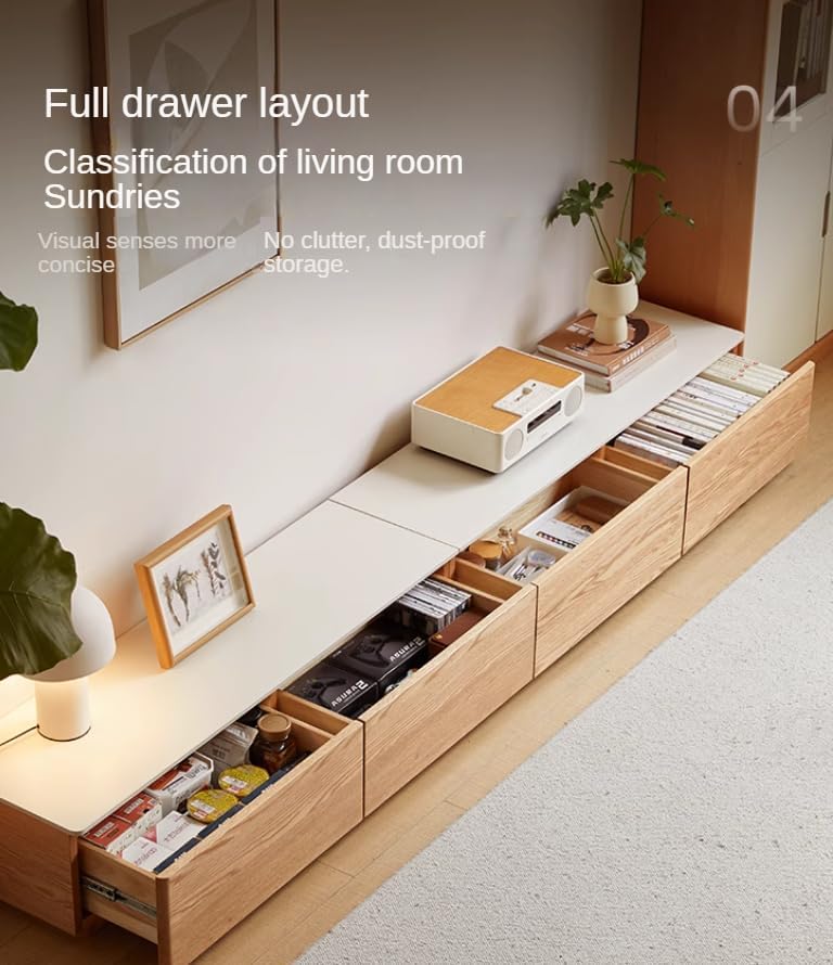 GVAwood Oak, Rubberwood Modern Rock Slab Floor TV Cabinet 78.9x13.9x11.0 inch / 200.4x35.4x28 cm/Natural Wood Color/Oak TV Cabinet Independent Model