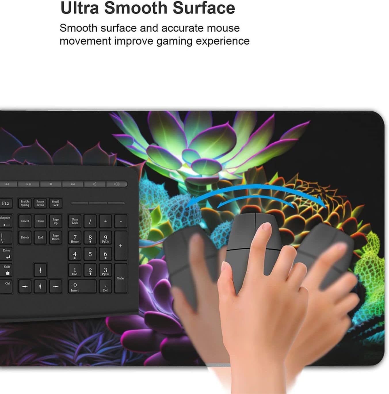 Gaming Mouse Pad,Large Mouse Pads for Desk,Non-Slip Rubber Base Extended Mousepad,XXL Keyboard Mouse Mat,Computer Keyboard Desk Pad with Stitched Edges,35.4x15.8inch,Succulent Plants - Image 3