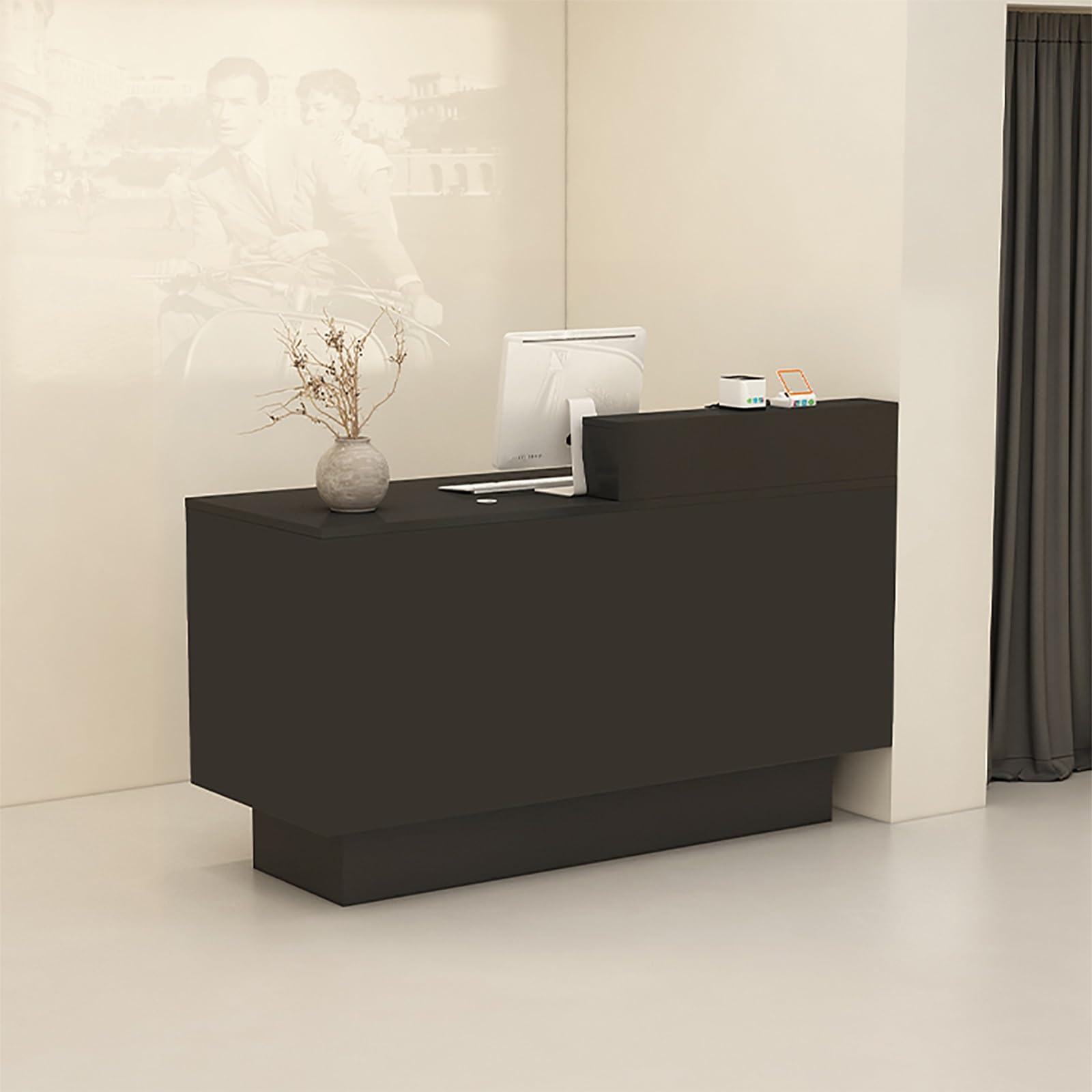 Bancone per Reception a Forma di L per cassiere, bancone per supermercato, minimarket, Hotel, Finitura in Acero, 31,49 * 15,74 * 37,79 Pollici