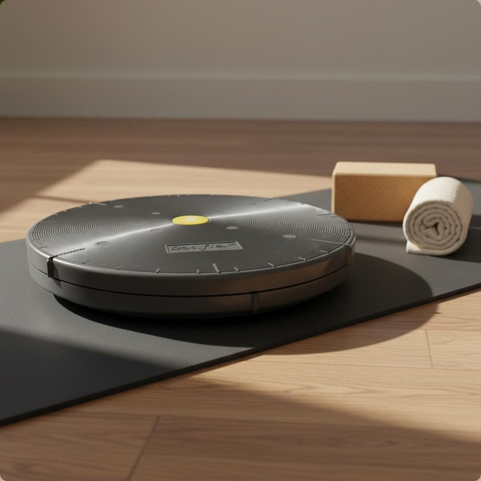 Qianly Pilates Rotation Disc Disque d'Équilibre Plateau de Rotation Disque de Stabilité Coussin de Fitness Surface Structurée en Plastique Adapté à Posture, Gris, Gris avec Centre Jaune