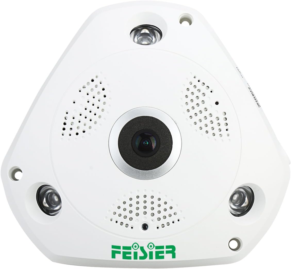 FEISIER 1.3M P2P 960P Wireless Home IP Camera Surveillance System 360 Degree Panorama 3D Fisheye Infrared Camera with Power supply and Support VR Box,Included 16G TF Card.