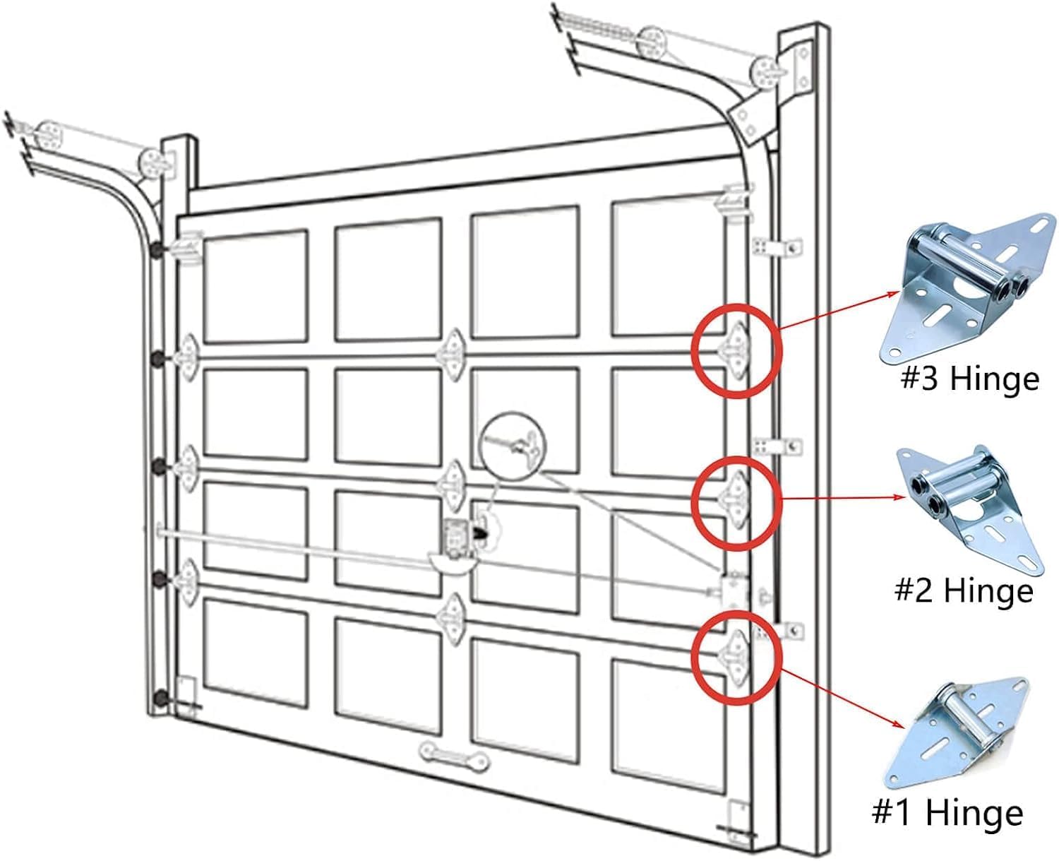 Garage Door Rollers Hinges Set Bracket Screw Wire Rope Replacement Parts Blue Nylon Garage Door Wheels Quiet High Load 6200RS Seal Roller Hardware Tune Up Kit for 16 x 7", 18 x 7" Door