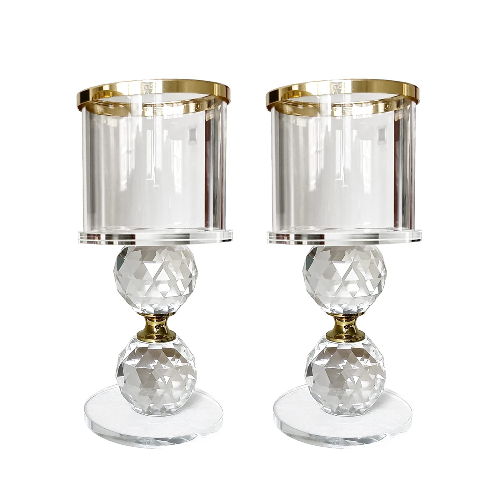 Crystal Candlestick Holders Set, Stylish Candle Holder Set, Candlestick Holders, Candle Holder for Table, Tealight Holder (2 Packs Middle Size)