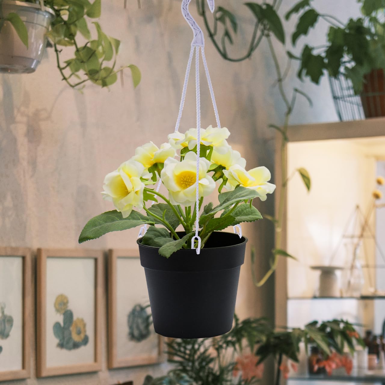 Housoutil Lot de 50 crochets robustes pour vêtements, plantes, mangeoire à oiseaux, jardinière, pot de fleurs, chaîne de pot de fleurs, plastique, matières premières chlorophytum, réfrigérateur blanc