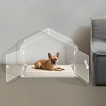 Modern Dog Crate, 27x16x21in Acrylic Clear Dog House, Indoor Dog Kennel for Small to Medium Dogs, Transparent Pet Cage with Lock and Vents for Dogs, Cats, Rabbits, and Guinea Pigs