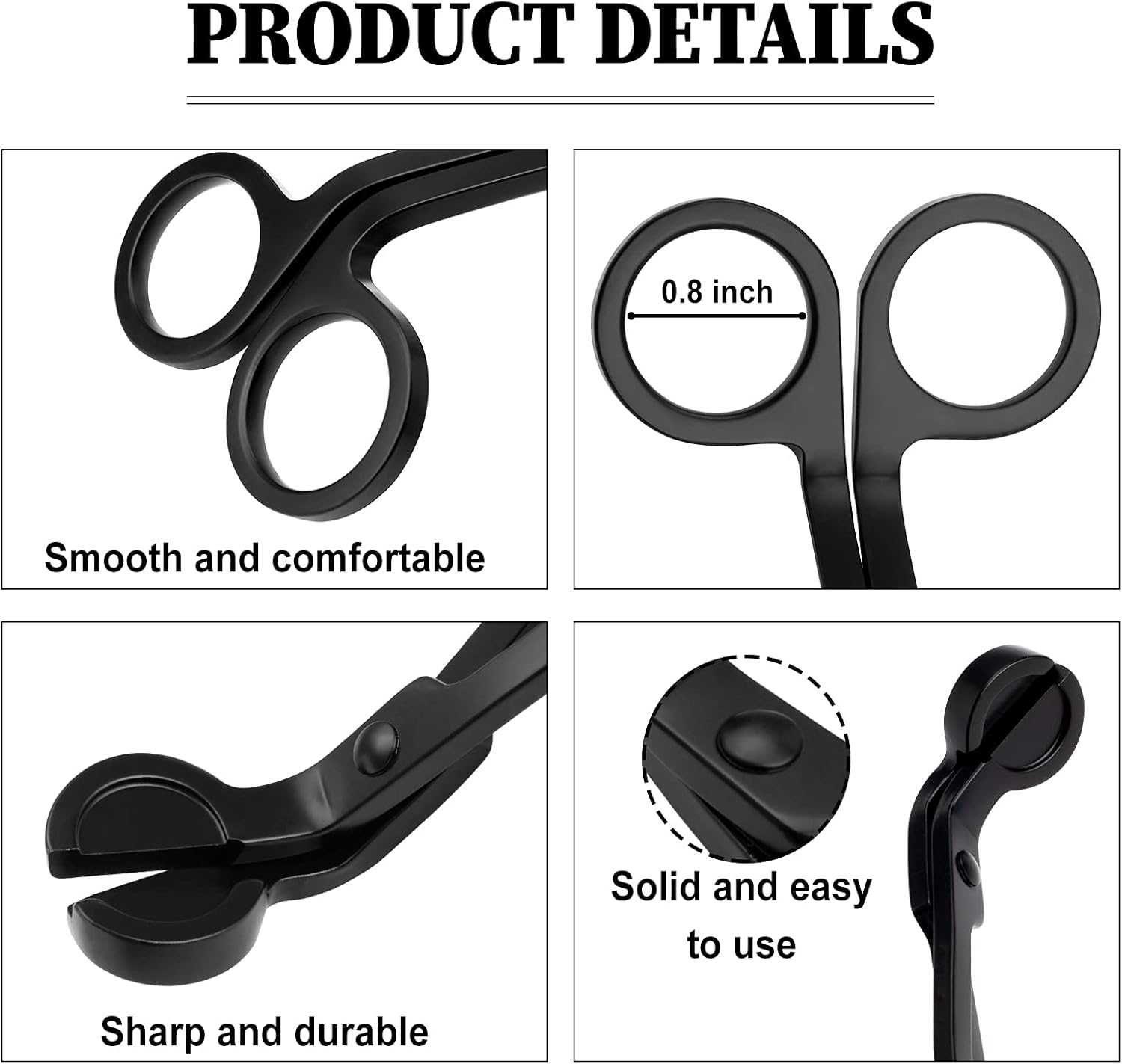 UMOKOON Sturdy Candle Wick Trimmer - Premium Stainless Steel Wick Cutter for Candles - Polished Candle Scissors (Matte Black) : Home & Kitchen