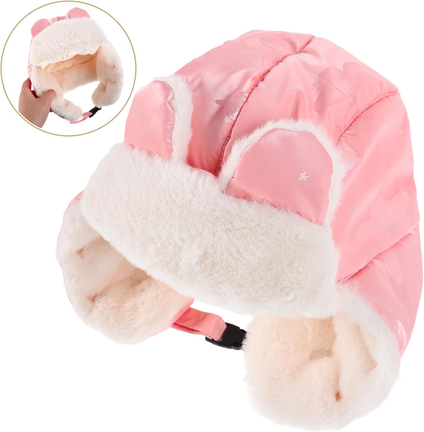Trapper Hat with Ear Protection Windproof Warm Pink