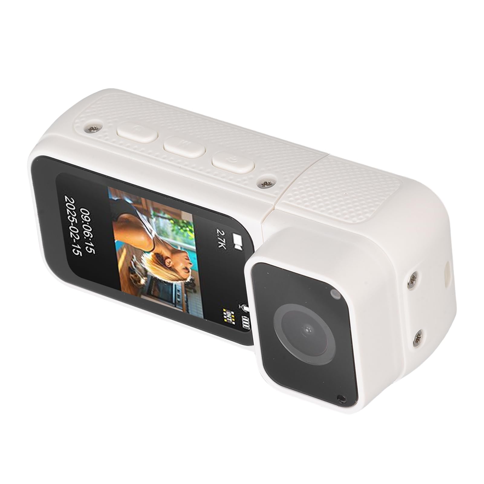 Cryfokt Caméra D’Action 2.7K, Caméra Portable à Commande (White)