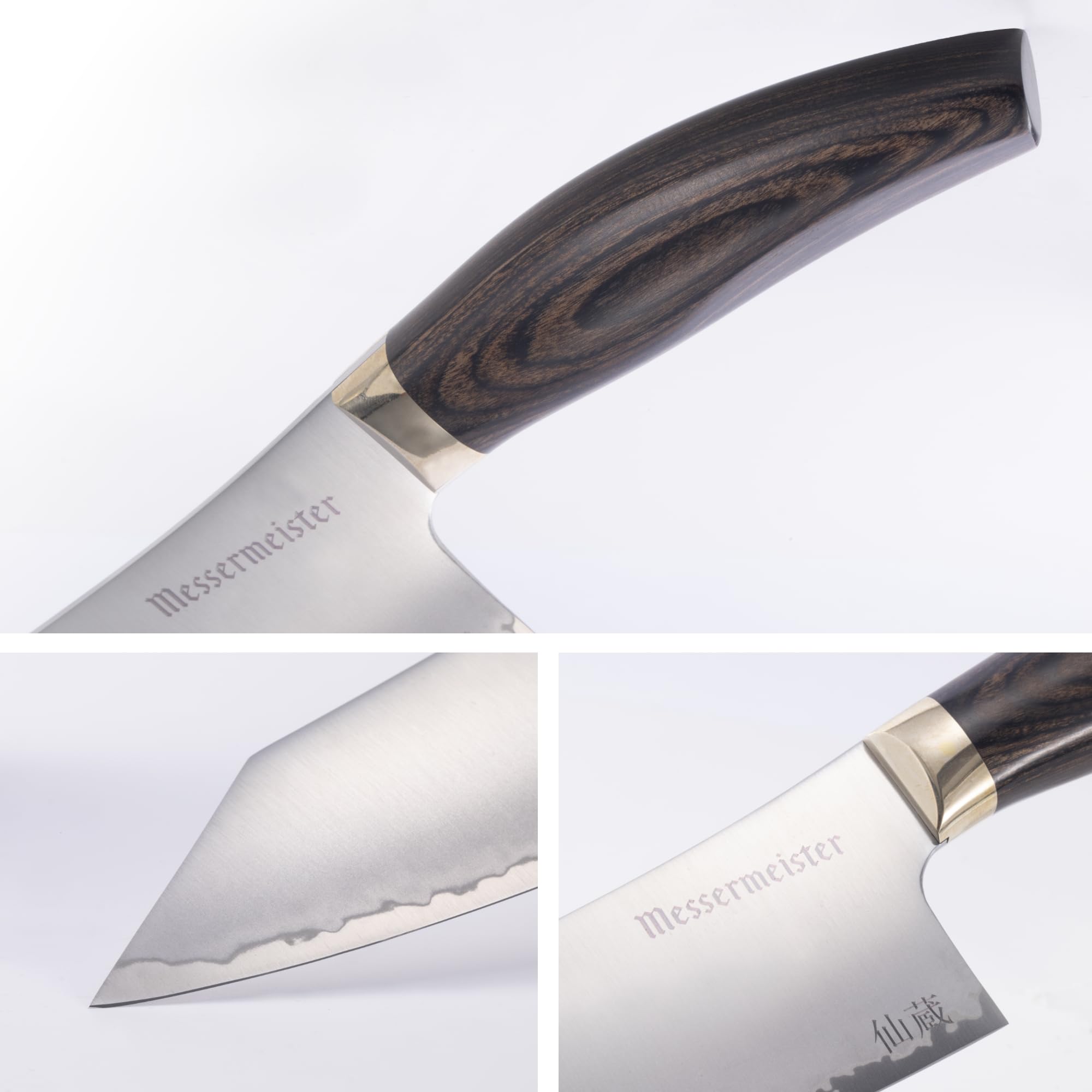 Messermeister Kawashima 8” Chef’s Knife - SG2 Powdered Steel, Eco-Brass Bolster & Walnut Pakkawood Handle - Made in Seki, Japan — Amazon image 4