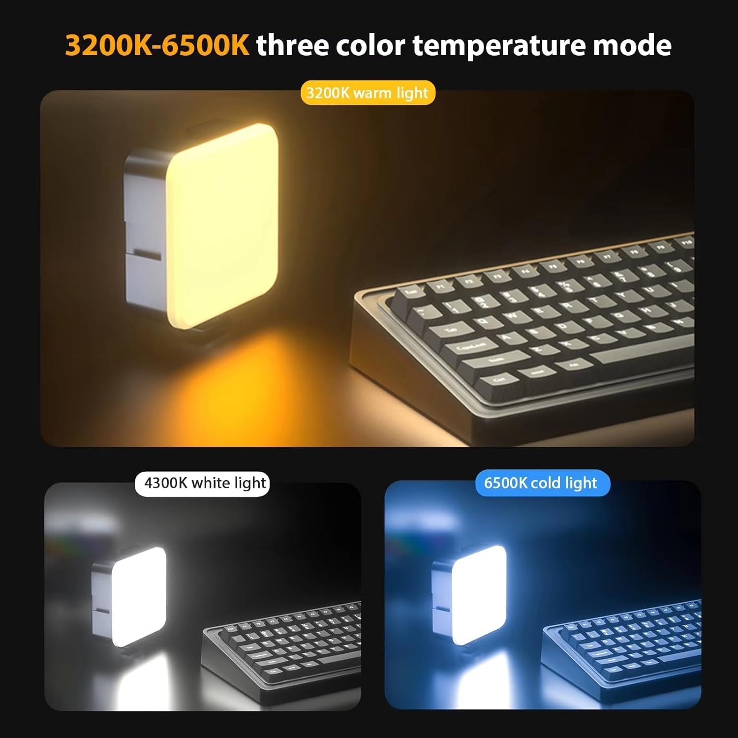 LED Pocket Video Mobile Light | Selfie, Video, Photography, Meeting, Lighting Dimmable & Rechargeable Type C, 3200K-6500K | LED Light for Computer, Tablet, Smartphone, DSLR Camera with Screen Clip 2