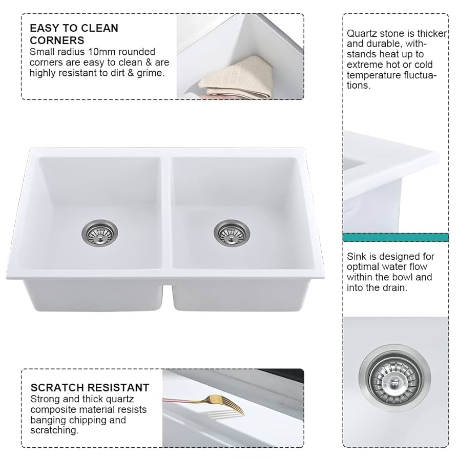 32 Inch Undermount Kitchen Sink Double Bowl-iAnomla 32x18