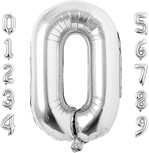 Globos grandes de plata número 0 de 40 pulgadas de tamaño extra grande globos de helio de papel de Mylar de tamaño grande para fiestas de cumpleaños